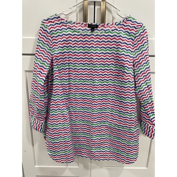 Talbots Tops - Talbots Top Women's XS Chevron Striped Cotton‎ Blouse Tie Sleeve SI51